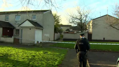 Police officer at Enniskeen cordon