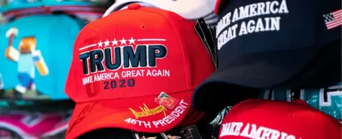 Reuters Trump 2020 caps are seen on display at a souvenir vendor in Washington, U.S., April 8, 2019