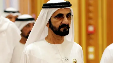 EPA Sheikh Mohammed bin Rashid Al Maktoum at a conference in 2018