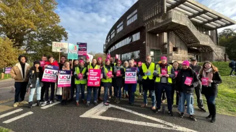 Richard Knights/BBC Staff on strike at the University of Essex