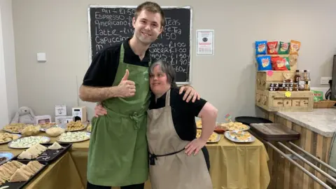BBC Peter Taylor and Nicky Wright in the cafe