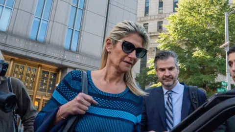 Sen. Bob Menendez's (D-NJ) wife Nadine Menendez departs Manhattan Federal Court on October 2, 2023 in New York City.