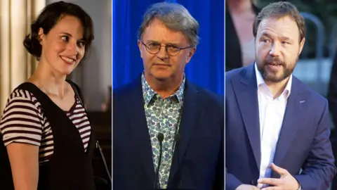 BBC/RTS/Getty Images Phoebe Waller-Bridge, Paul Merton and Stephen Graham