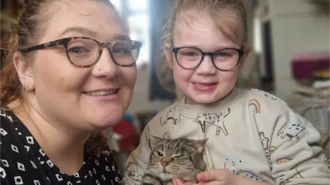 Rebecca Rebecca, her daughter and their cat