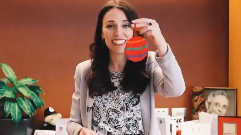 Jacinda Arden Jacinda Arden shows off her Christmas decoration in a video