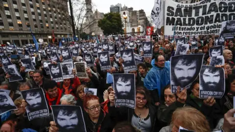 EPA  Thousands demonstrating for missing activist Santiago Maldonado in Buenos Aires on 11 August