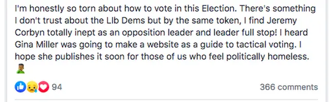 Facebook "I'm honestly so torn about how to vote in this election.