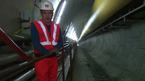 BBC Tom Edwards in the Elizabeth line tunnels