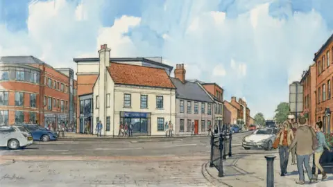 Newark and Sherwood District Council Artist's impression of the redeveloped site