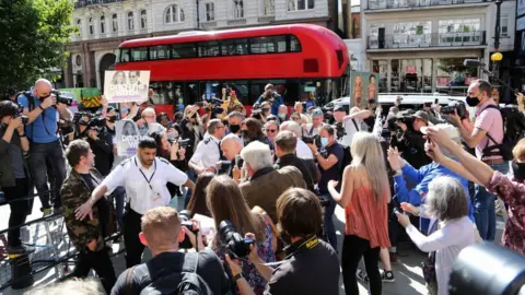 Getty Images American Actor Johnny Depp arrives amid fan crowd at Royal Courts of Justice in London, England on July 20, 2020