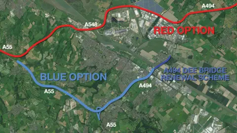 Welsh Government The road upgrade plans around Deeside