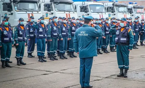 Getty Images Russian Emergencies Ministry sends disinfection equipment to Dagestan amid COVID-19 pandemic