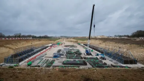 HS2 The project's foundations, pictured in February 2024