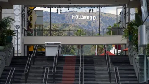 Getty Images Hollywood and Highland shopping centre with the Hollywood sign in the background