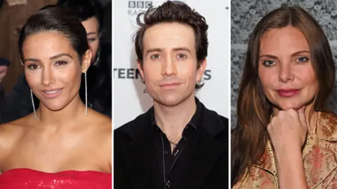 Getty Images Frankie Bridge, Nick Grimshaw, Samantha Womack