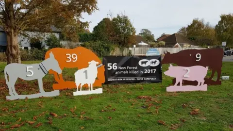 New Forest National Park Authority The animal silhouette signs being placed around the New Forest