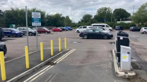 A car park that has had its barriers removed