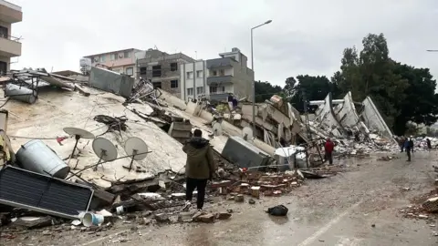 BBC Rubble in the Turkish city of Antakya