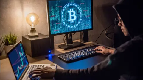 Getty Images Man looking at Bitcoin screen