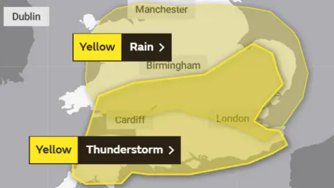 Met Office May showing Thursday's two weather warnings