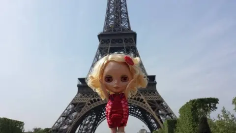 Laura Kate Shippert Blythe in front of the Eiffel Tower