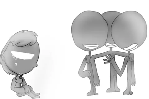 Jessi C'Artoon Cartoon image of sad girl watching happy people