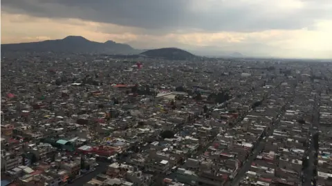 BBC A view of Nezahualcóyotl from a police helicopter