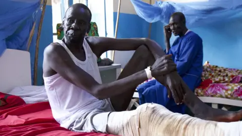 BBC Jackson Atak patient at the surgical ward at Aweil Civil Hospital