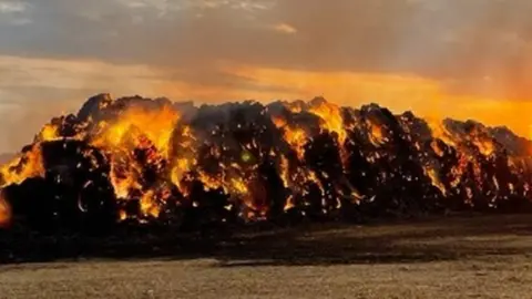 Haystack fire at Ickleton