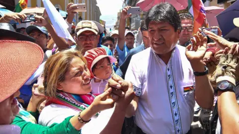 EPA Bolivian President Evo Morales participates during a rally with supporters, in Cochabamba