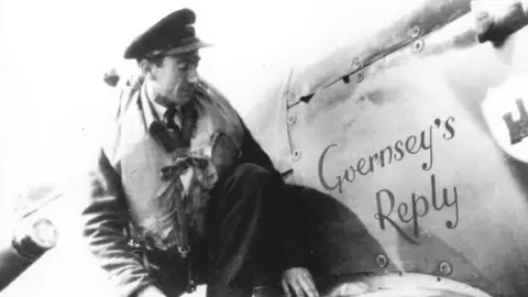 Nick Machon Herbie Machon with his Spitfire named Guernsey's Reply