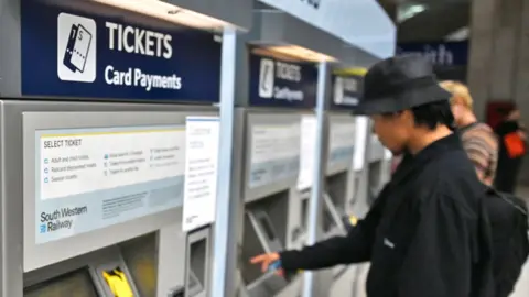 EPA Ticket machines at Waterloo station in London on 27 July 2022