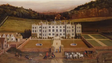 Longleat Gardens Painting of an English stately home