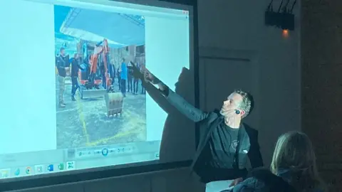 Dan Winch explaining how the dig for Richard was recreated for The Lost King