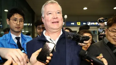 Getty Images Stephen Biegun arrives in South Korea (3 Feb 2019)