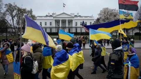 Getty Images Ukrainian protestors in front of the White House