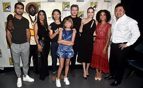 Getty Images Kumail Nanjiani, Brian Tyree Henry, Salma Hayek, Chloe Zhao, Lia McHugh, Richard Madden, Angelina Jolie, Lauren Ridloff and Don Lee