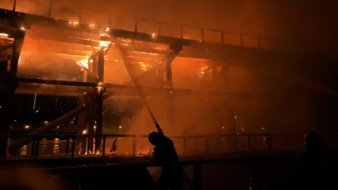 TWFRS Dunston Staiths on fire