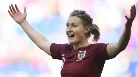 Ellen White celebrates scoring against Japan