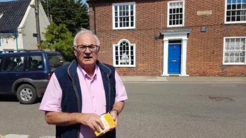 Quentin Kopp/Orwell Society Richard Blair outside Montague House, Southwold