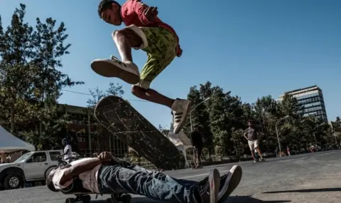 AFP Skaters in Addis Ababa on 3 February, the city's third Car Free Day