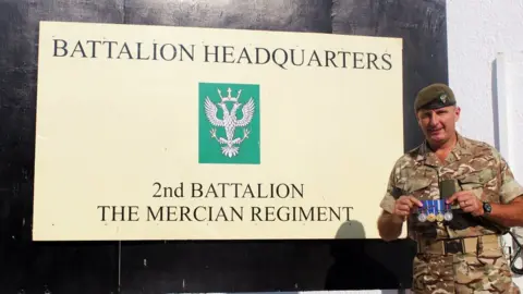 Mercian Regiment Major Baz Mitchell with his medals