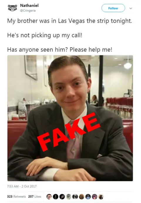 Twitter YouTuber 'TheReportOfTheWeek' was falsely named on social media as missing after the Las Vegas shooting