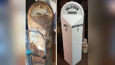 Buckinghamshire Council Milepost before and after restoration