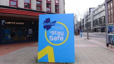 Pacemaker Empty streets in Belfast on 23 March 2021