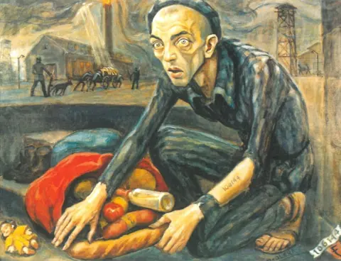 Auschwitz.org Olère painting showing himself as inmate (courtesy of Auschwitz-Birkenau Memorial)