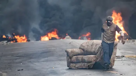 Getty Images General view during the protest at Hout Bay on September 05, 2022 in Cape Town, South Africa.