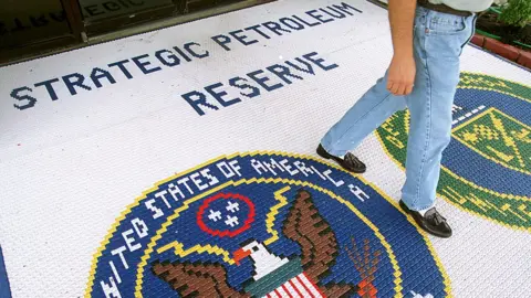 Getty Images A mat on the floor welcomes people to the Strategic Petroleum Reserve headquarters in Texas