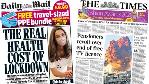 Front pages for 5 July 2020