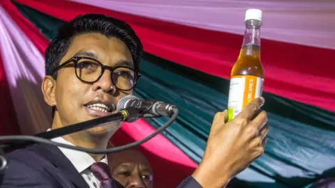 AFP President Andry Rajoelina attends a ceremony to launch Covid Organics in Antananarivo - 20 April 2020